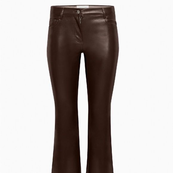 Wilfred Pants - Aritzia Melina Low Rise Faux Leather Flare Pants - Dark Brown